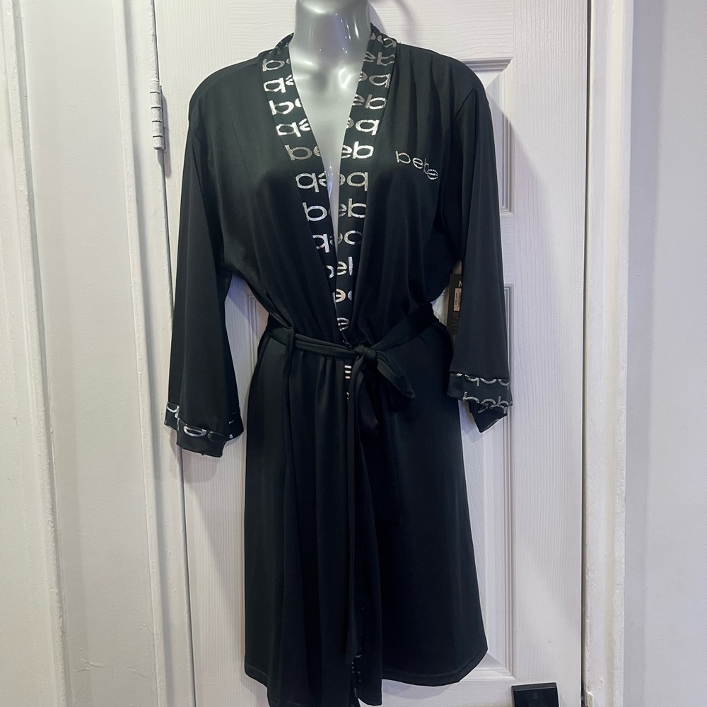 Bebe Black and White Logo Robe